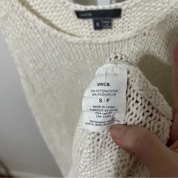Vince Womens Off White Cotton Blend Knit Scoop Neck Tank Top Small - Picture 6 of 8